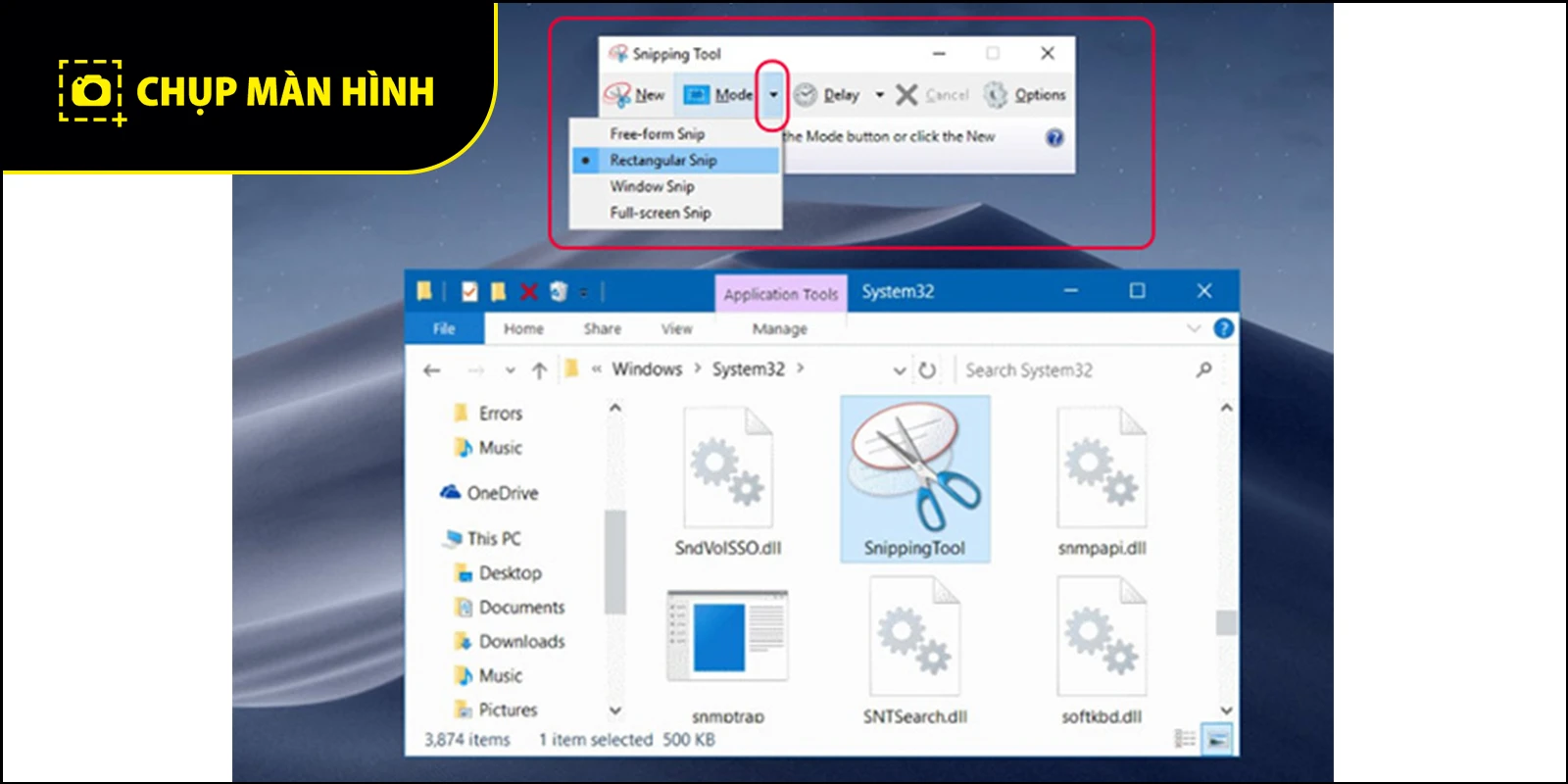 Sử dụng công cụ Snipping Tool